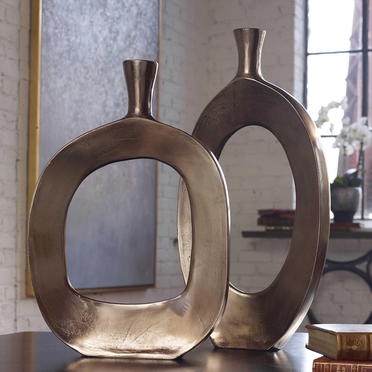 Uttermost Accessories - Vases and Urns Kyler Textured Bronze Vases Set/2