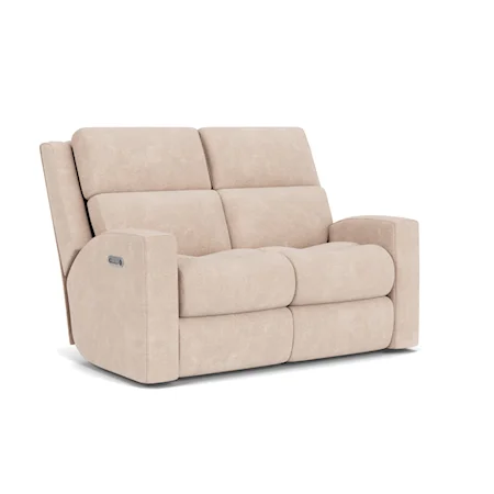 Contemporary  Power Reclining Loveseat with Power Headrests & Lumbar