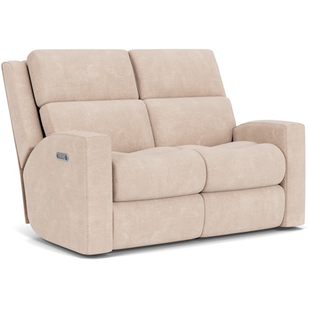 Contemporary  Power Reclining Loveseat with Power Headrests & Lumbar