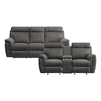 Casual 2-Piece Reclining Living Room Set with Cup Holders