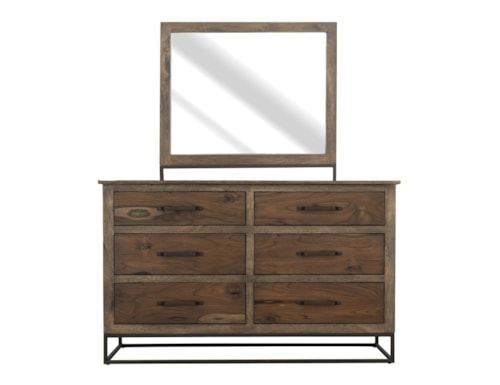 Transitional Dresser and Mirror Set
