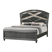 Adira Contemporary King Upholstered Arched Bed with Built-in Lighting