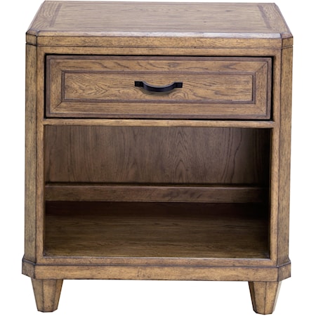 Transitional Open Nightstand with USB Ports