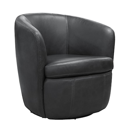 Leather Swivel Barrel Chair (Set of 2)