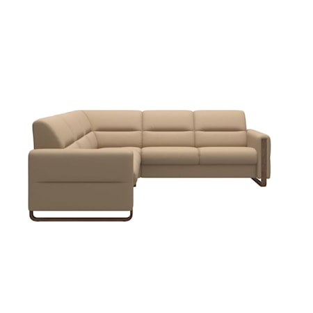 4-Seater Sectional Sofa with Wood Arms