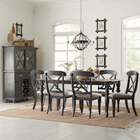 7-Piece Farmhouse Rectangular Dining Set with Leaf Insert