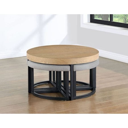 YUCATAN NATURAL COFFEE TABLE WITH | 4 STOOLS