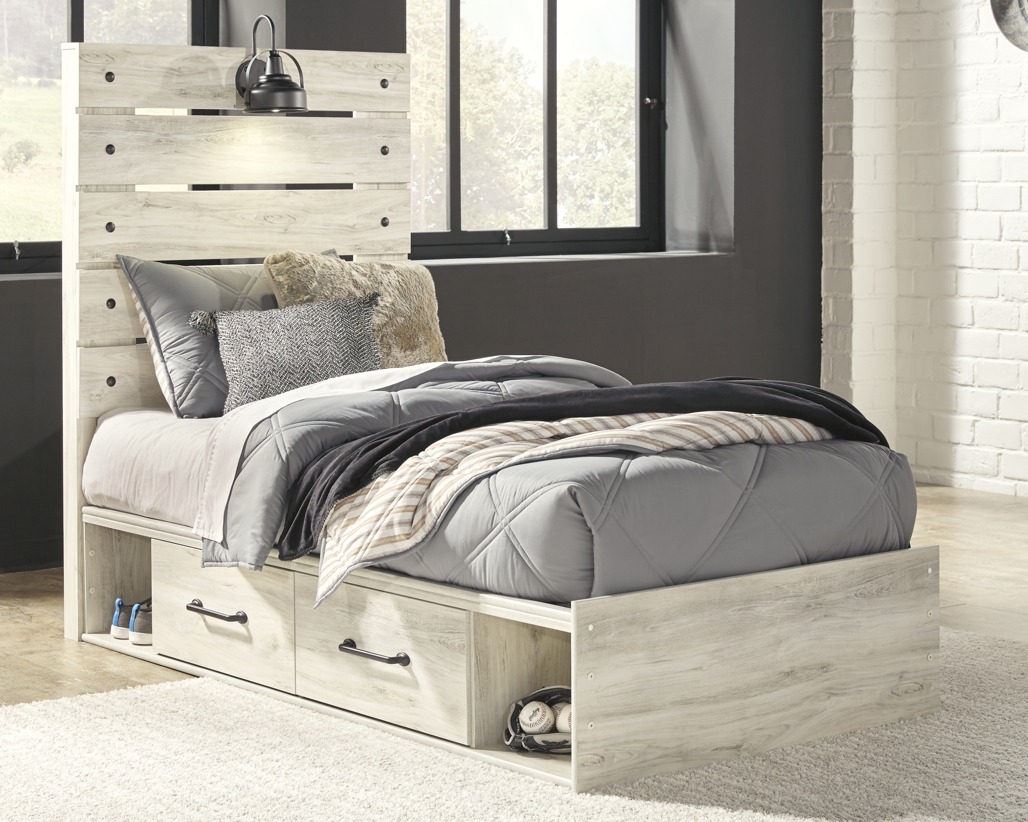 Twin Panel Bed With 4 Storage Drawers