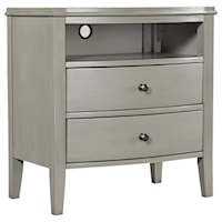 Transitional 2 Drawer Nightstand with Outlets