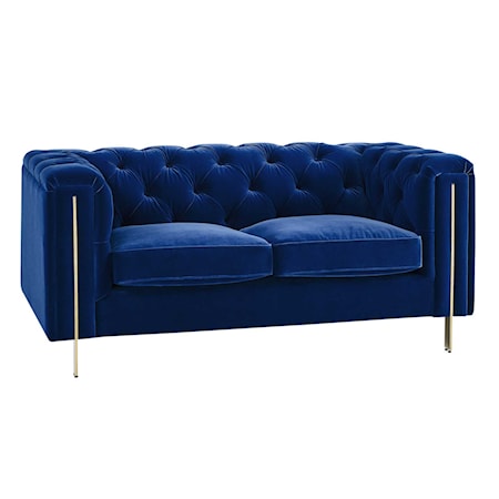 Velvet Button-Tufted Chesterfield Loveseat