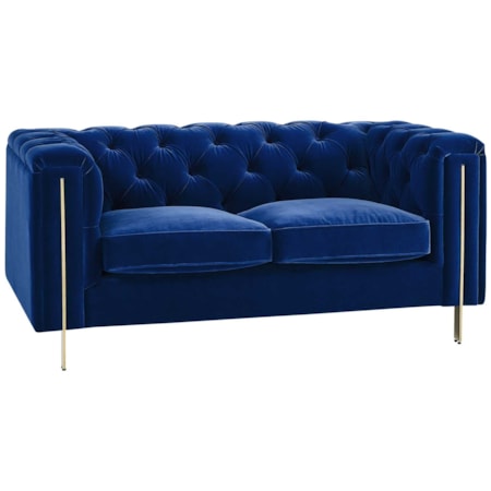 Velvet Button-Tufted Chesterfield Loveseat