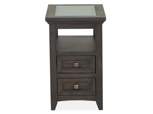 Transitional Chairside End Table with Glass Top