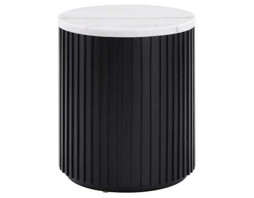 Modern 18" Round Castered White Marble Coffee Table
