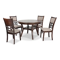 Transitional 5-Piece Dining Set with 47" Round Table