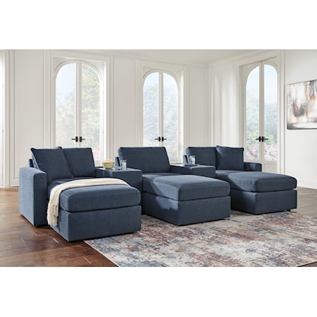 5-Piece Sectional And 3 Ottomans