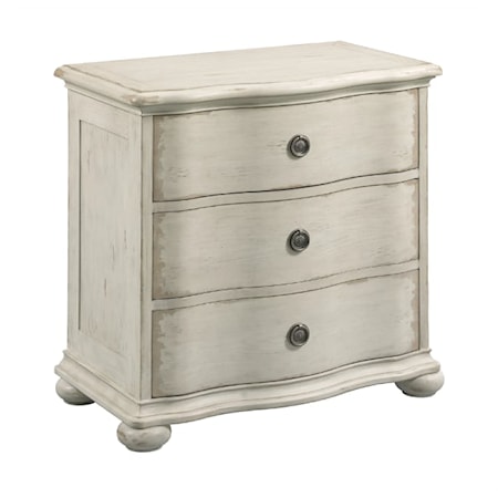 Helene Three Drawer Nightstand - Crème