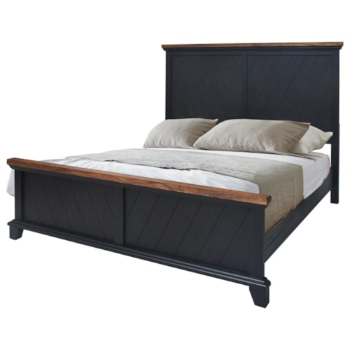 Farmhouse King Panel Bed with Chevron Headboard