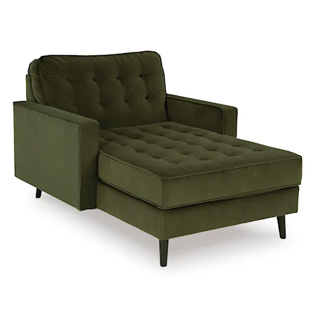 Tufted Chaise in Olive Green Velvet