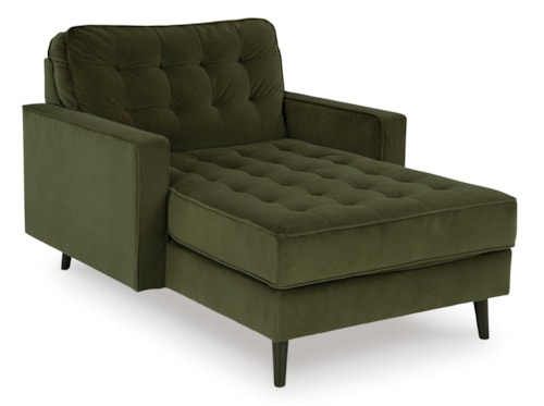 Tufted Chaise in Olive Green Velvet