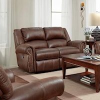 Traditional Rocking Reclining Loveseat with Nailhead Trim