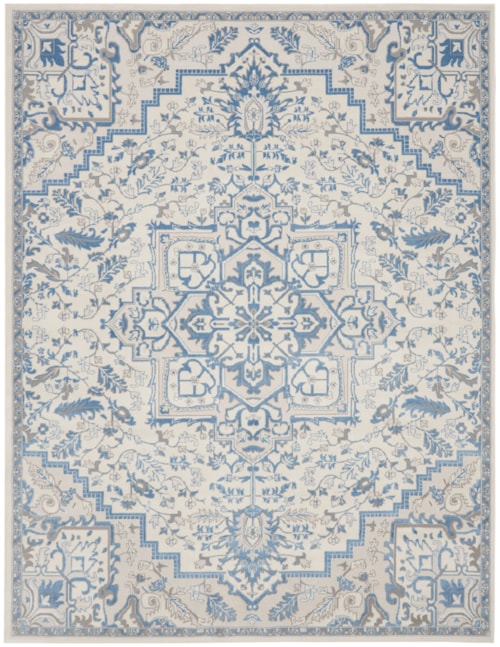 7'10" x 9'10" Ivory Blue Rectangle Rug