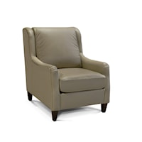 Transitional Leather Accent Chair with Slope Arms