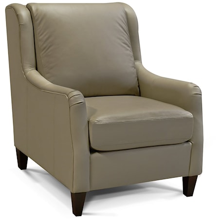 Transitional Leather Accent Chair with Slope Arms