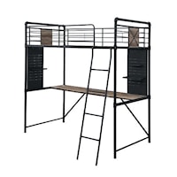 Industrial Twin Loft Bed with Desk