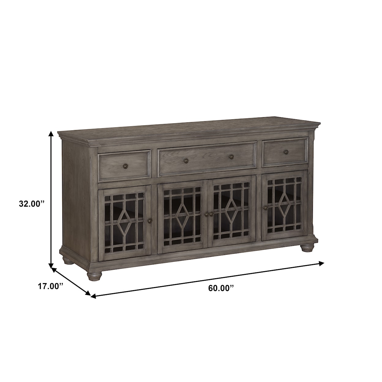 Accentrics Home Accents Four Door Cabinet in Ash Grey