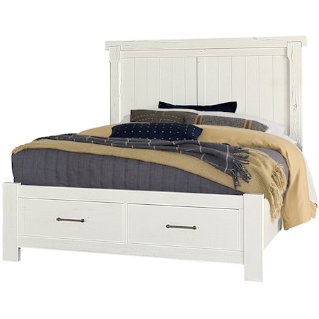 Transitional Rustic King Dovetail Storage Bed