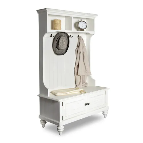 Coastal Hall Tree with Off-White Finish