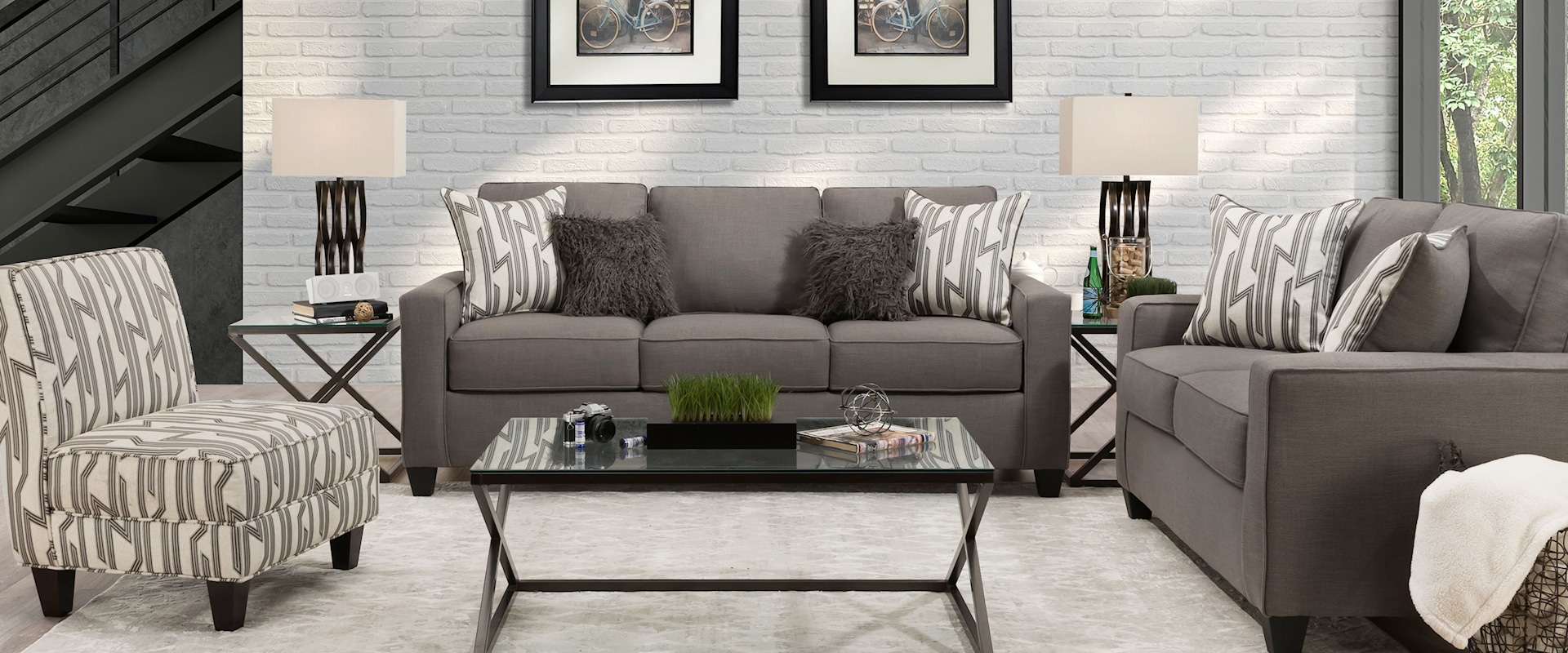 Casual Contemporary 3-Piece Living Room Set