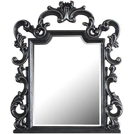 Traditional Dresser Mirror with Silver Trim Accent