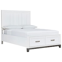 Contemporary Full Panel Bed with Footboard Drawer