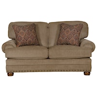 Traditional Loveseat with Rolled Arms and Nailhead Trimming