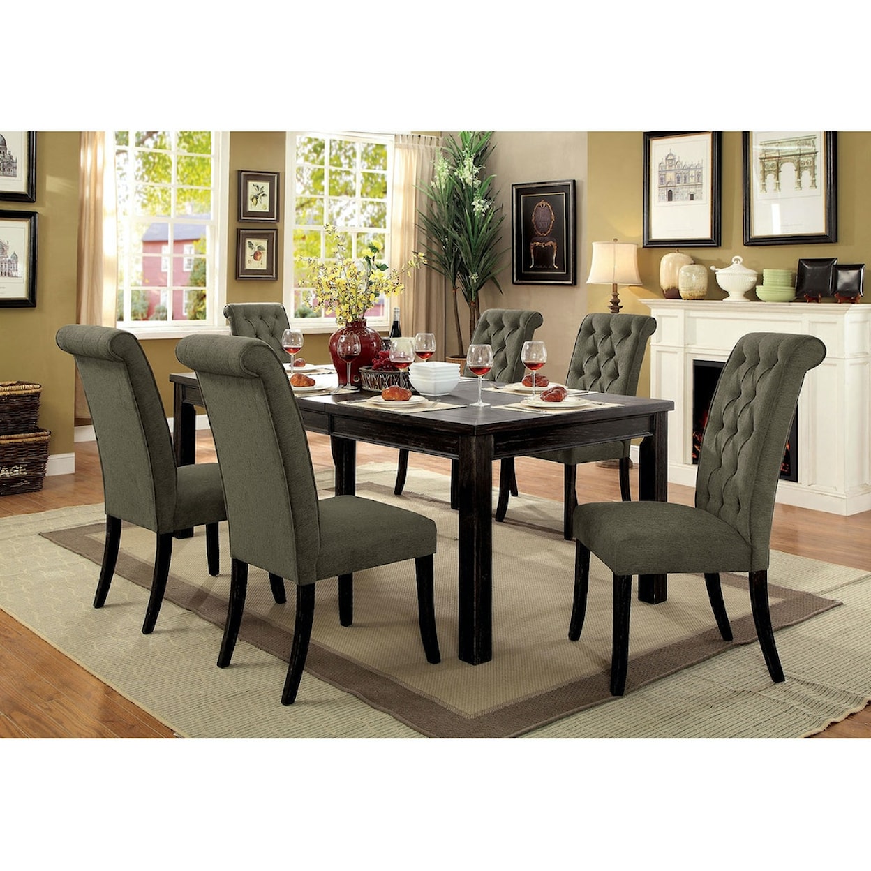 Furniture of America Sania III 7-Piece Table and Chair Set