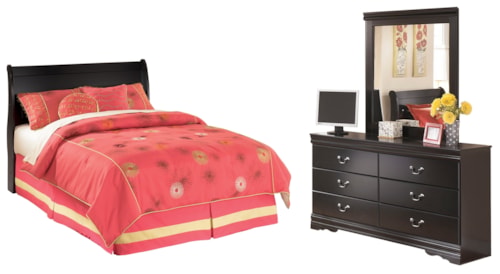 Full Sleigh Headboard, Dresser And Mirror