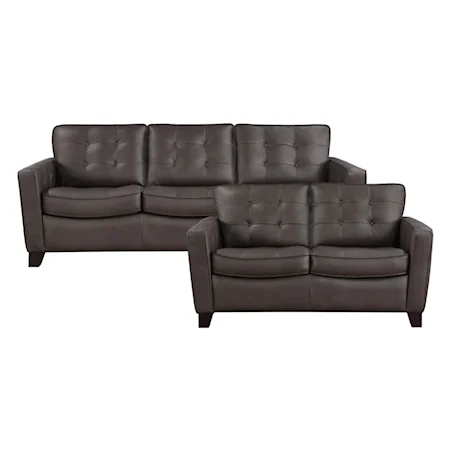 Transitional 2-Piece Living Room Set with Tufted Back
