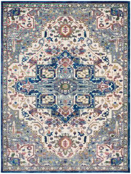 8'10" x 11'10" Ivory Navy Rectangle Rug