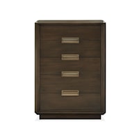 Contemporary 5-Drawer Chest with Felt-Lined Top Drawer 