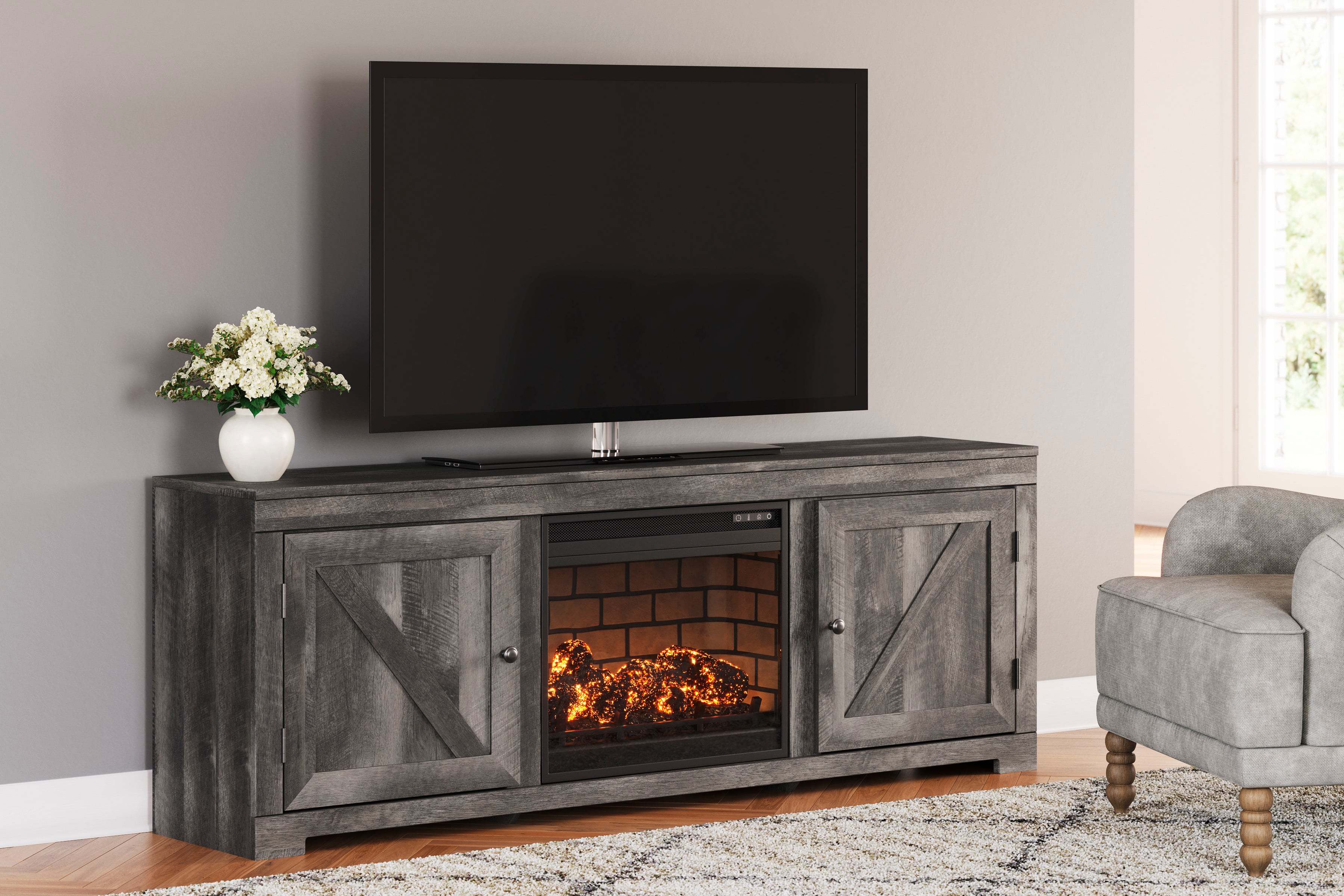 Signature Design by Ashley Wynnlow Rustic 72 TV Stand with Electric  Fireplace | A1 Furniture u0026 Mattress | TV Stands