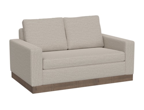 Contemporary Plinth-Base Loveseat with Throw Pillows