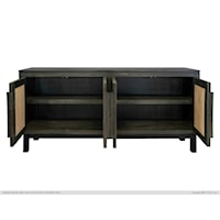 Rustic Black 4-Door Console Table