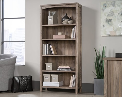 Rustic Five-Shelf Bookcase with Adjustable Shelving
