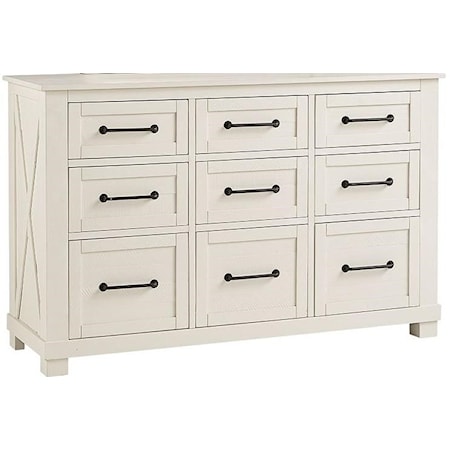 9 Drawer Dresser with Felt Lined Top Drawers