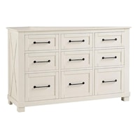 9 Drawer Dresser with Felt Lined Top Drawers
