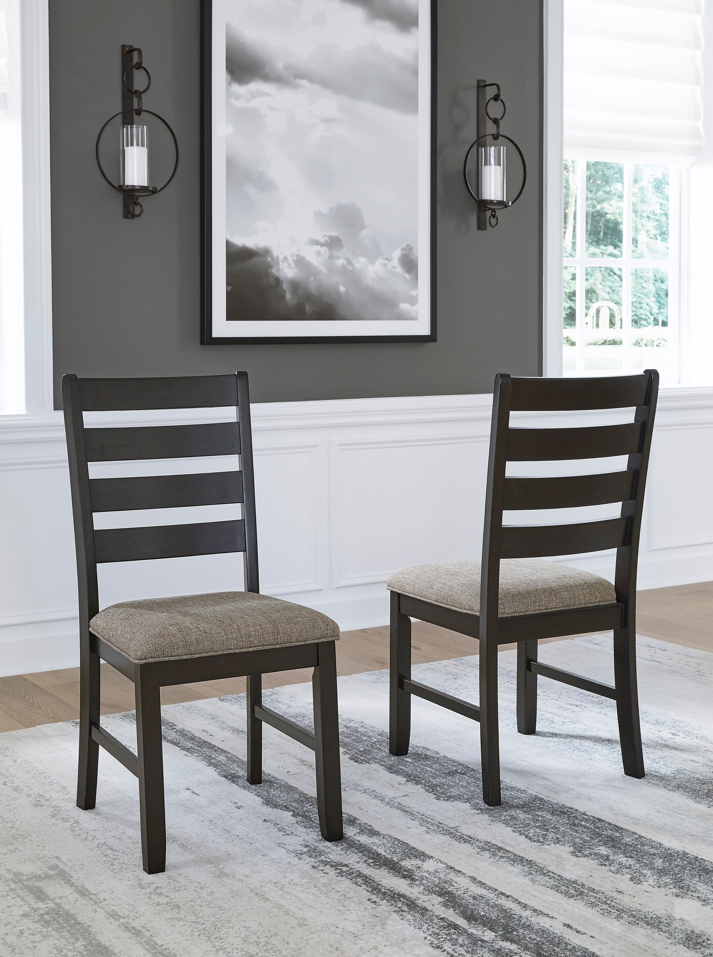 Ashley Signature Design Ambenrock D28601 Casual SlatBack Dining chair with Upholstered Cushion
