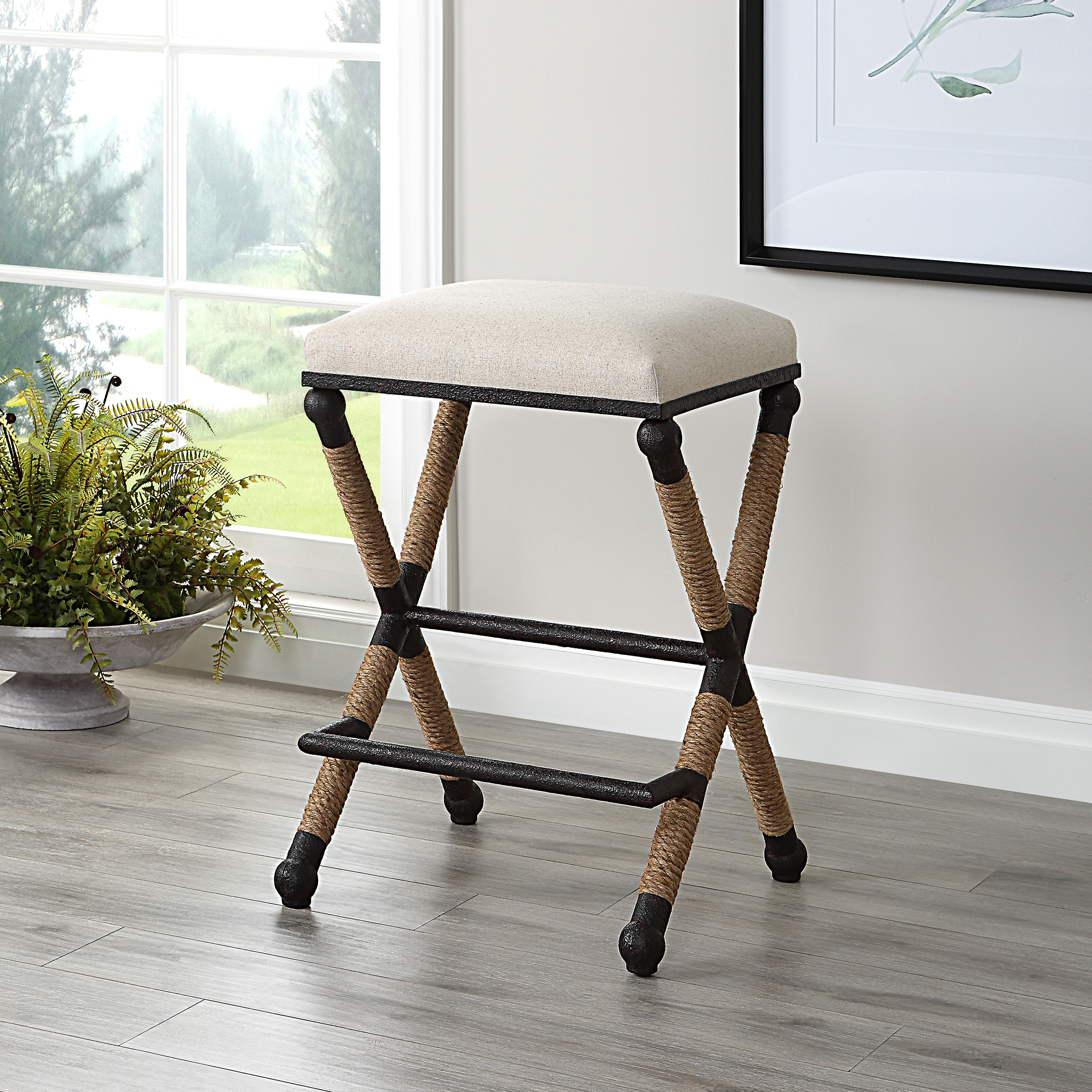 Firth Rustic Oatmeal Counter Stool