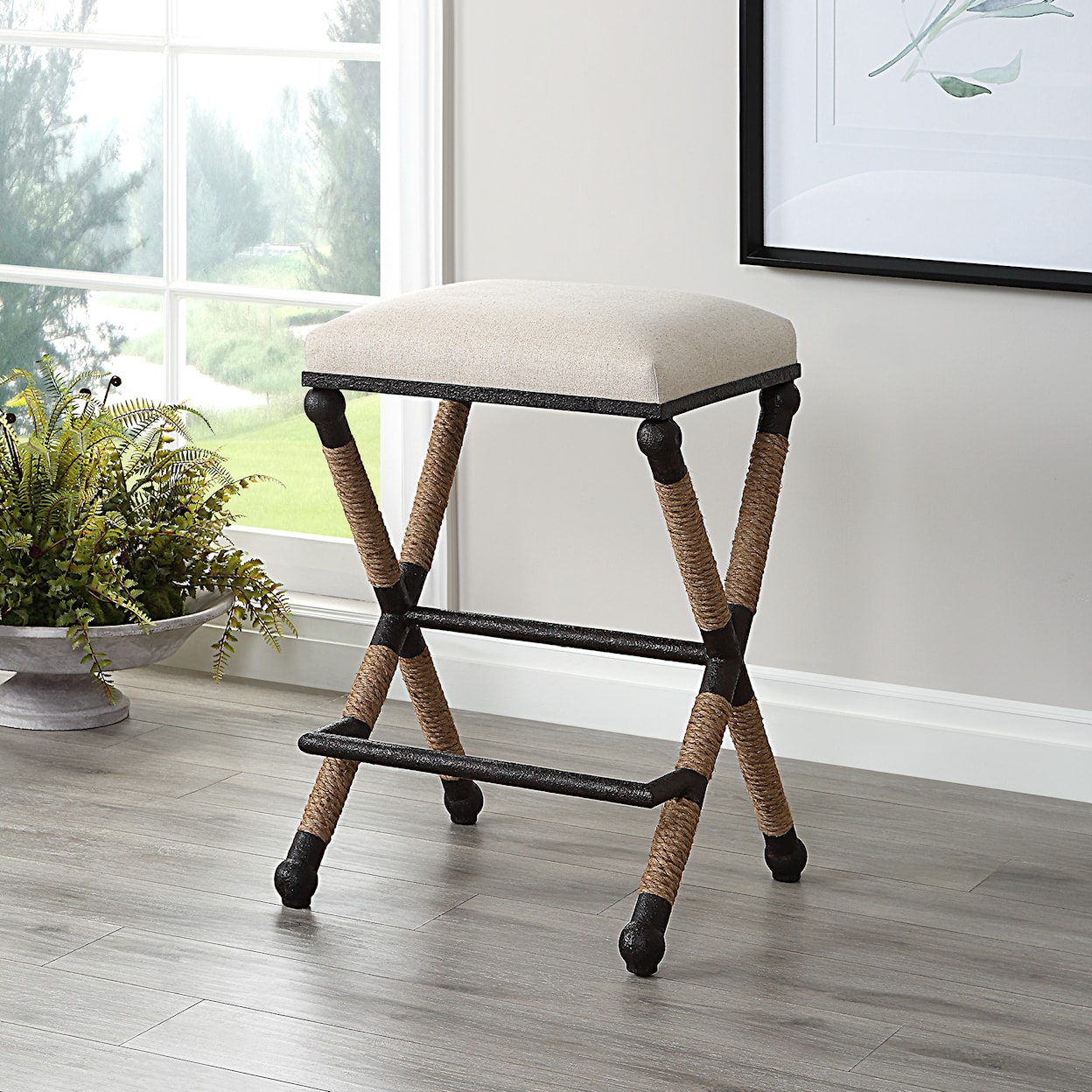 Uttermost Firth Firth Rustic Oatmeal Counter Stool