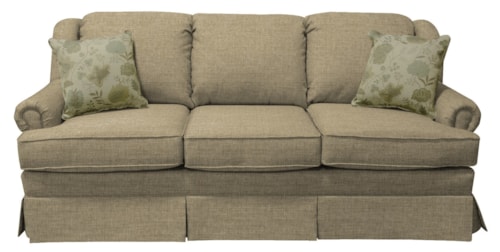 Traditional Skirted Sofa with Rolled Arms